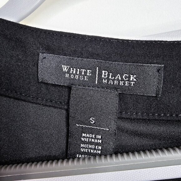 WHITE HOUSE BLACK MARKET Dress BLACK & WHITE STRIPE w Silver Gem size S 4-6 Chic - Picture 5 of 6